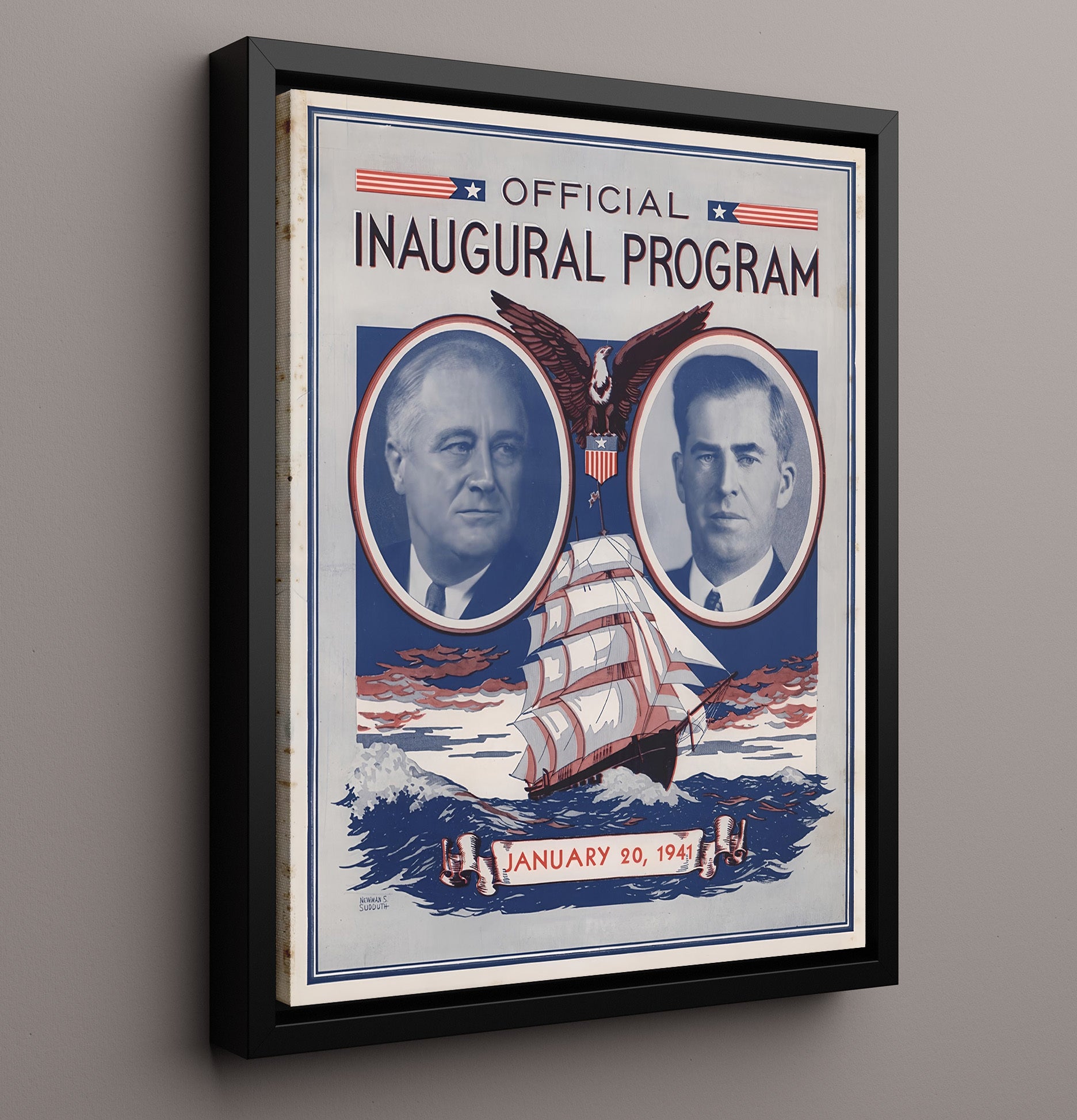 Historical - Presidential Inauguration Poster - Official Program Roosevelt 1941 Eagle Ship History Wall Art