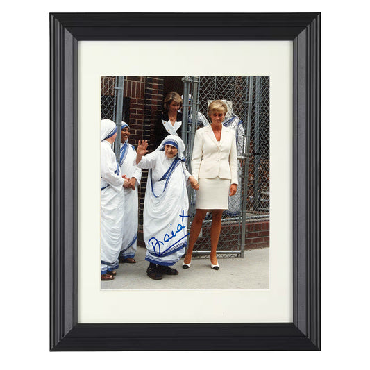 Princess Diana and Mother Teresa - Humanitarian Visit 1990s - Framed Print - 8x10 Beveled Frame