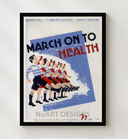 Public Health Poster - March on to Health Tuberculosis Campaign 8x10 Canvas history wall art