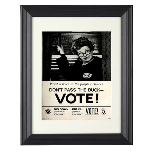 Don't Pass the Buck – Vote 1960 Civic Artwork unframed semi-gloss poster print