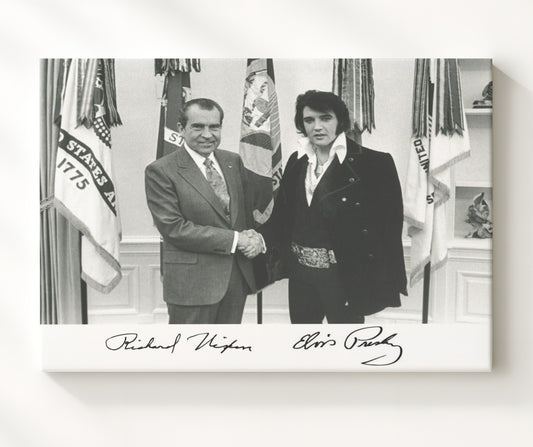 Richard Nixon and Elvis Presley - White House Handshake 1970 8x10 Canvas history wall art