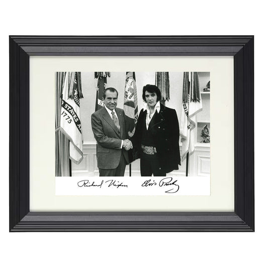Richard Nixon and Elvis Presley - White House Handshake 1970 - Framed Print - 8x10 Beveled Frame