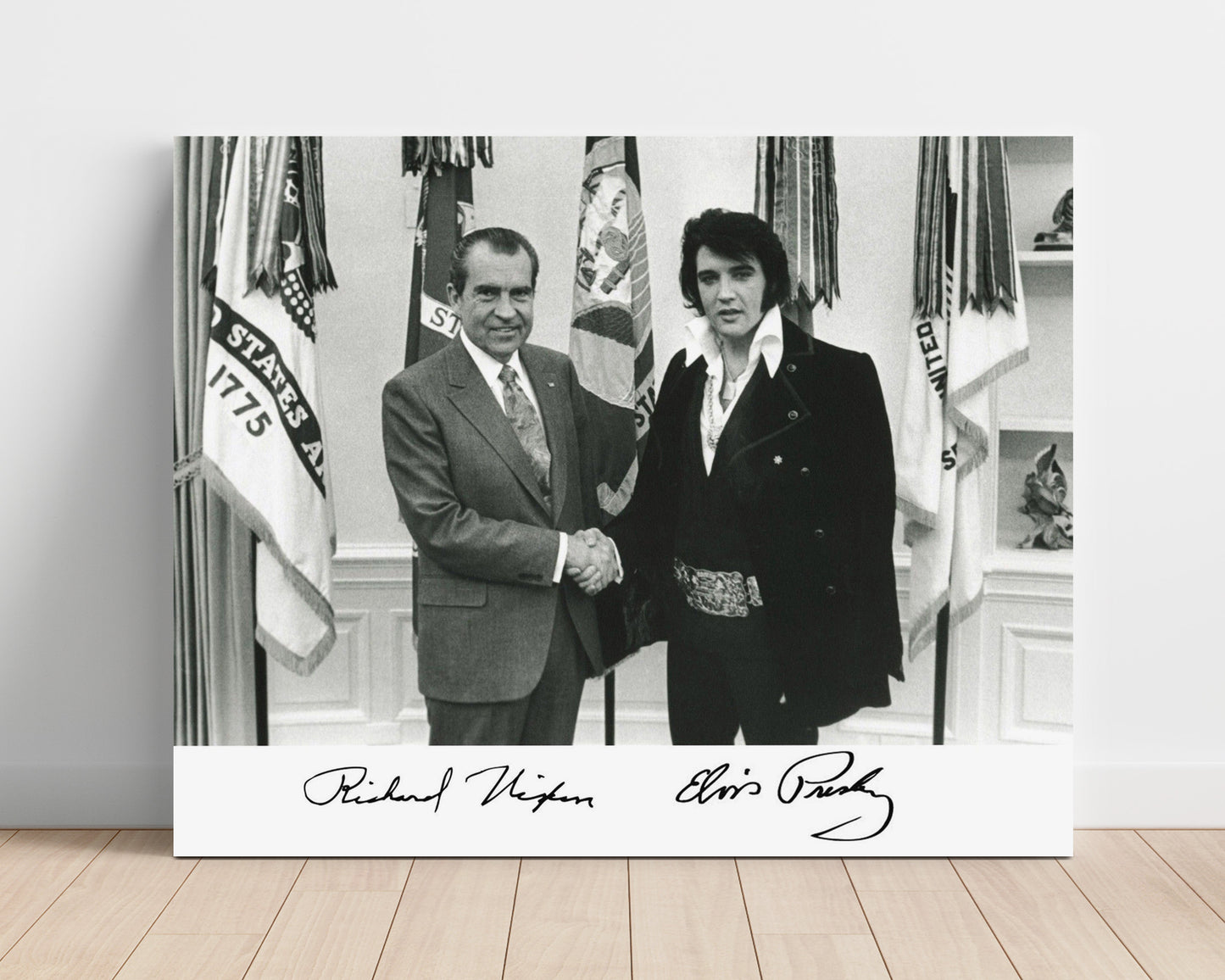 Historical - Richard Nixon And Elvis Presley - White House Handshake 1970  - Landscape History Wall Art