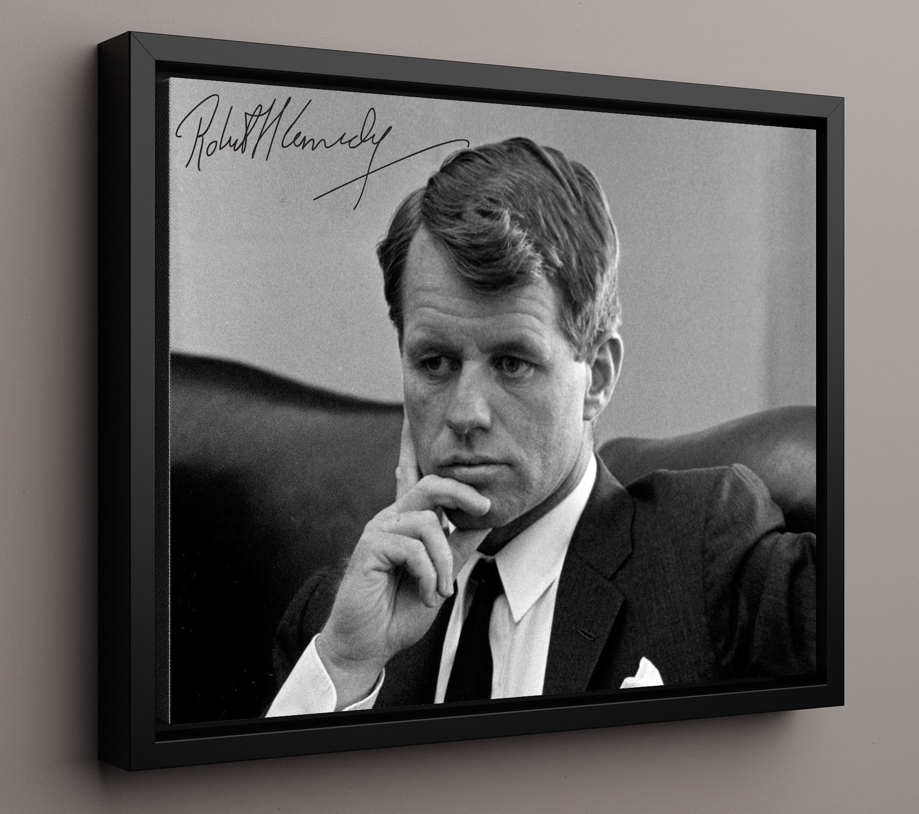 Historical - Robert F. Kennedy - Deep In Thought Portrait  - Landscape History Wall Art