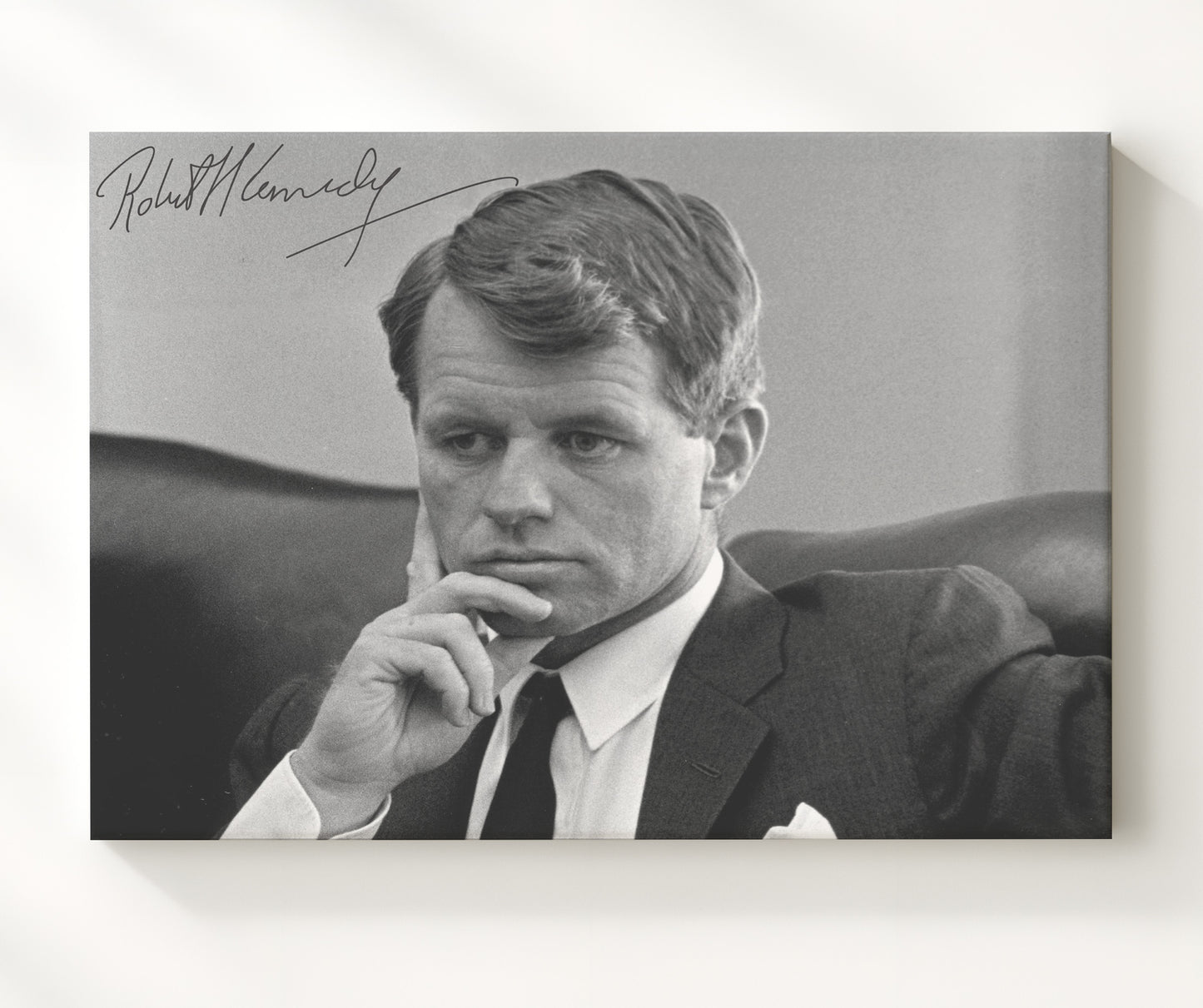 Historical - Robert F. Kennedy - Deep In Thought Portrait  - Landscape History Wall Art
