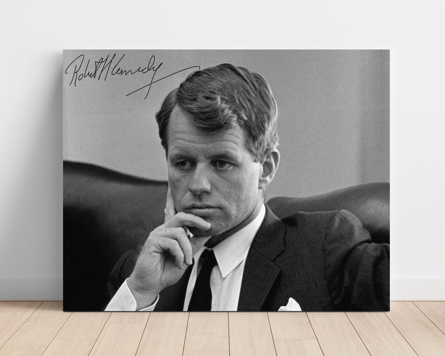 Historical - Robert F. Kennedy - Deep In Thought Portrait  - Landscape History Wall Art
