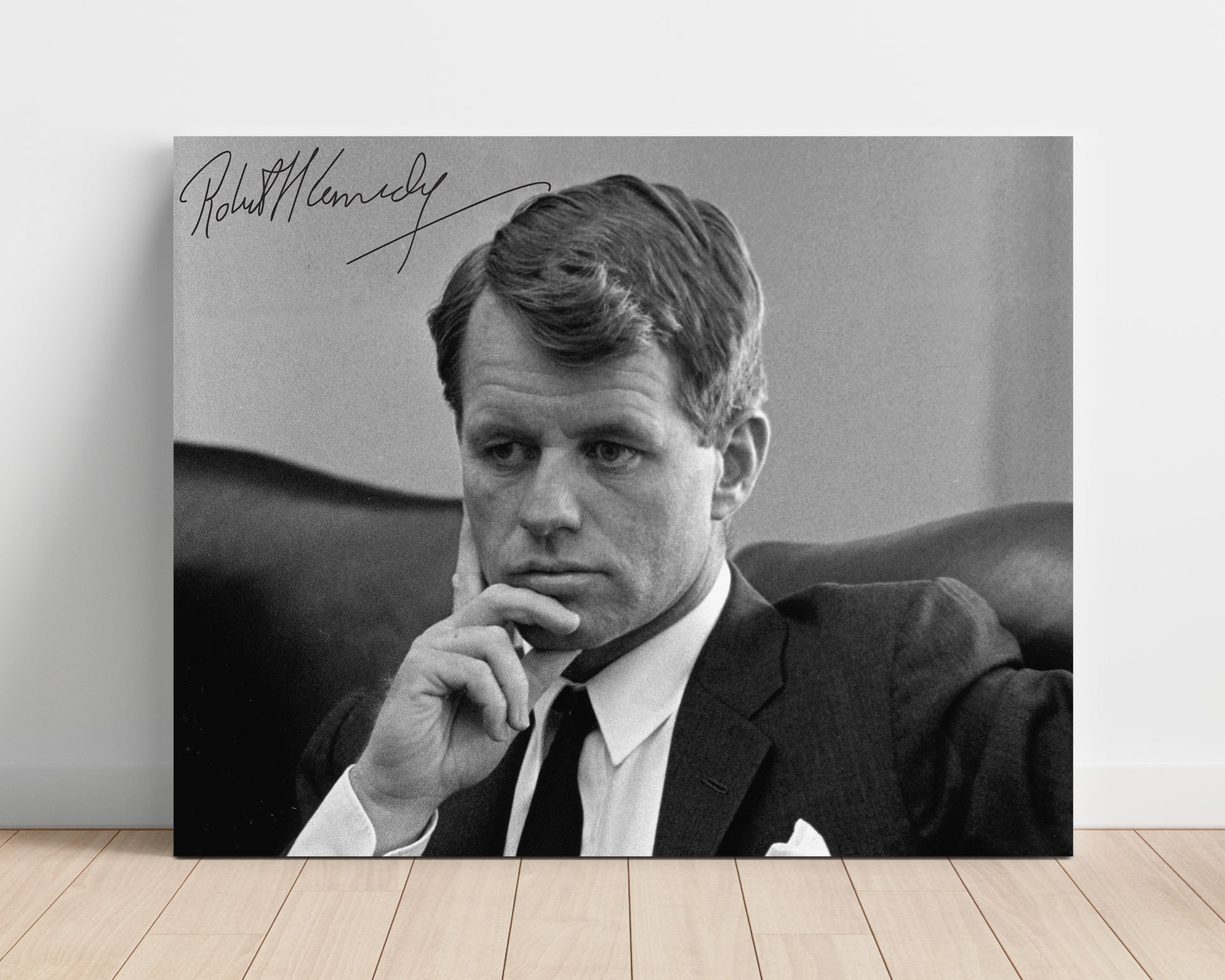 Historical - Robert F. Kennedy - Deep In Thought Portrait  - Landscape History Wall Art
