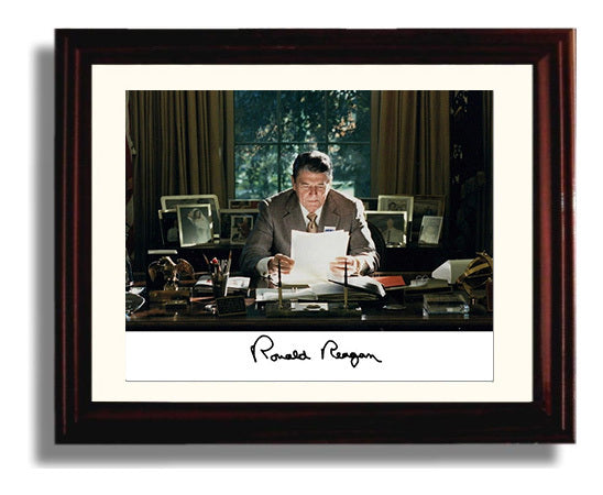 Historical - Ronald Reagan - At The Resolute Desk Portrait - Landscape History Wall Art