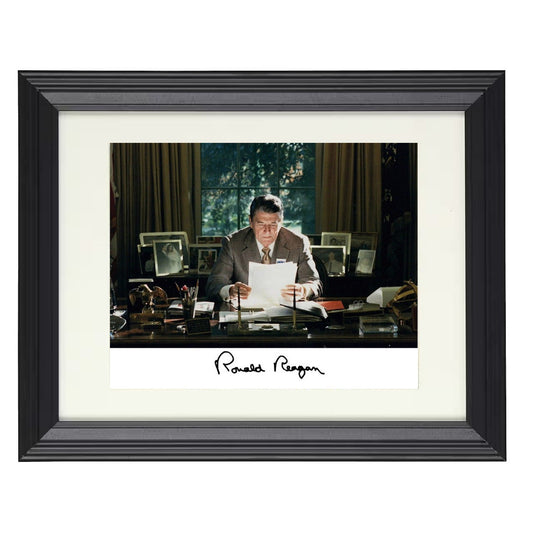 Ronald Reagan - Resolute Desk - Framed Print - 8x10 Beveled Frame