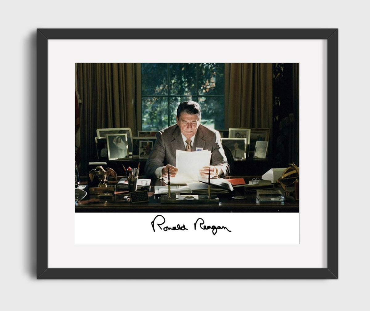 Ronald Reagan - at the Resolute Desk 16x20 Gallery Frame history wall art