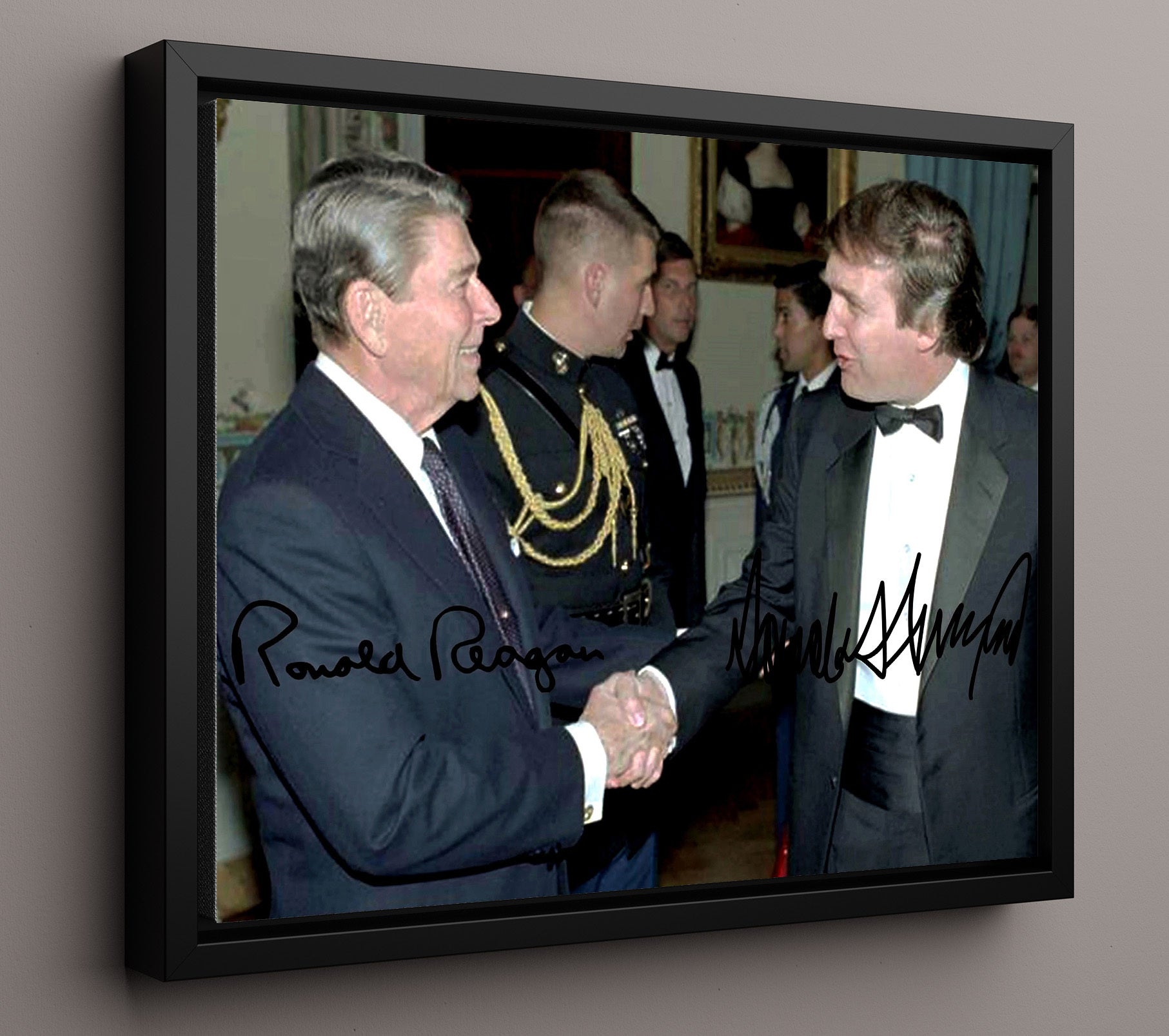 Historical - Ronald Reagan And Donald Trump - White House Reception Meeting 1987 - Landscape History Wall Art