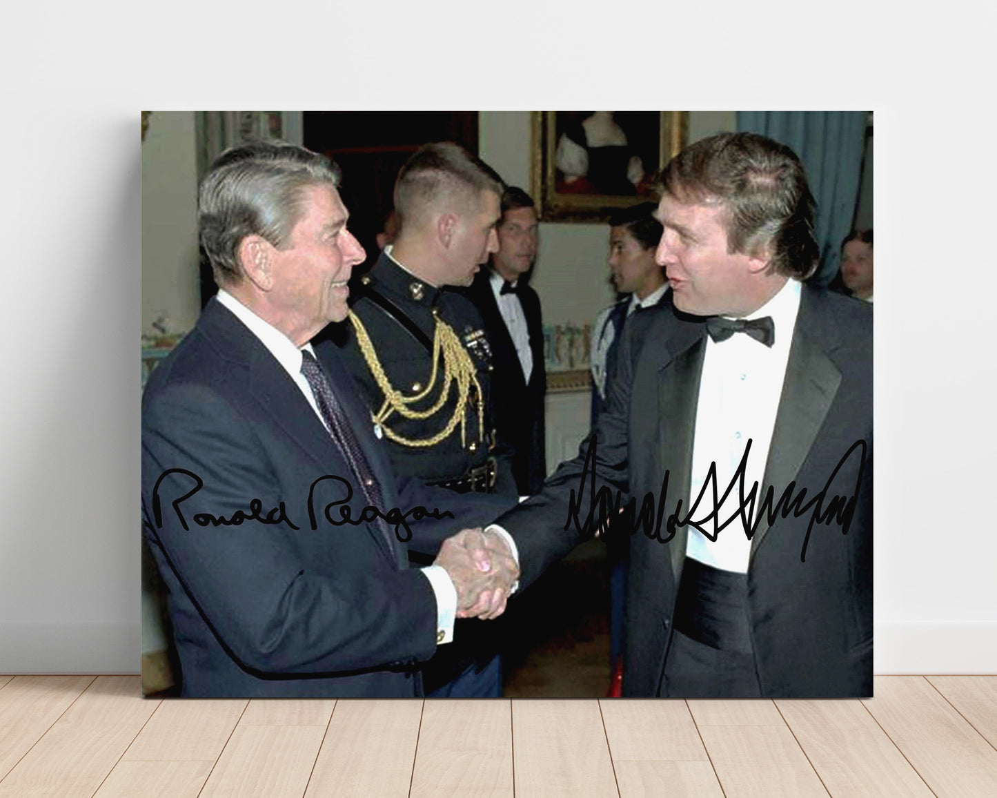Historical - Ronald Reagan And Donald Trump - White House Reception Meeting 1987 - Landscape History Wall Art