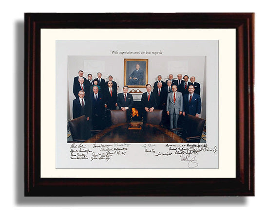 Historical - Ronald Reagan And George H. W. Bush - Cabinet Portrait With Appreciation Message - Landscape History Wall Art