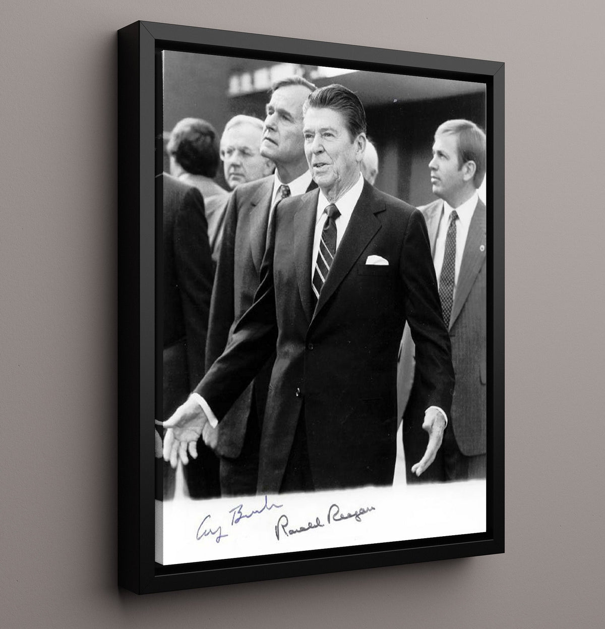 Ronald Reagan and George H. W. Bush - Official Engagement 1980s 8x10 Framed Canvas history wall art