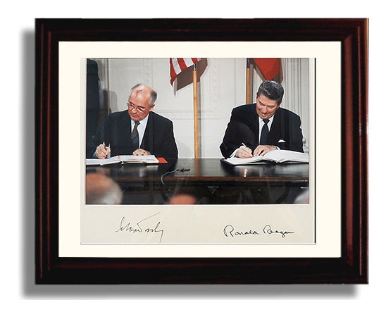 Historical - Ronald Reagan And Mikhail Gorbachev - Cold War Accord Signing 1987 - Landscape History Wall Art