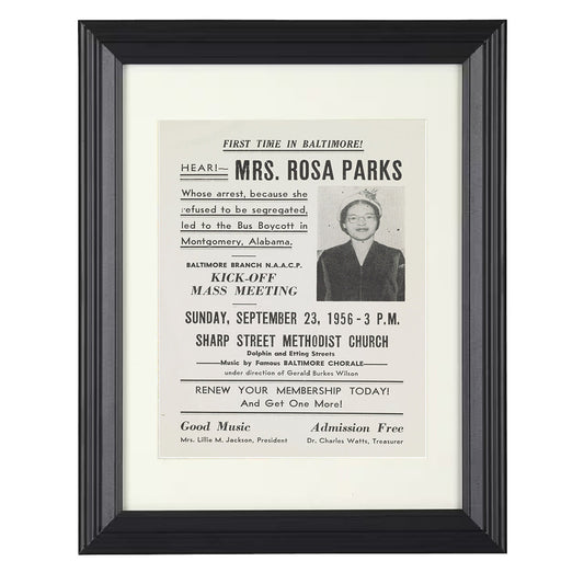 Rosa Parks - Baltimore NAACP Mass Meeting Poster 1956 8x10 Beveled Frame history wall art