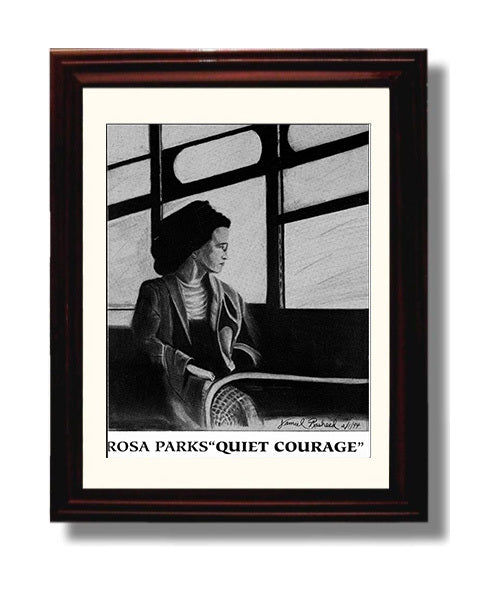 Historical - Rosa Parks - Quiet Courage Bus Portrait 1955 History Wall Art