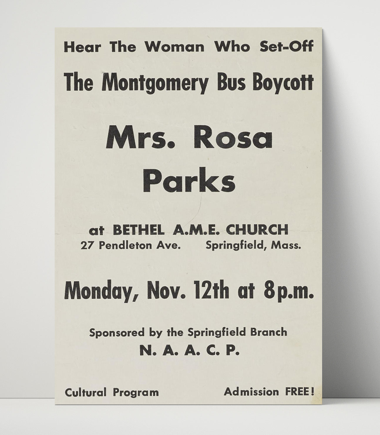 Historical - Rosa Parks - Springfield Naacp Speech Poster 1956 History Wall Art