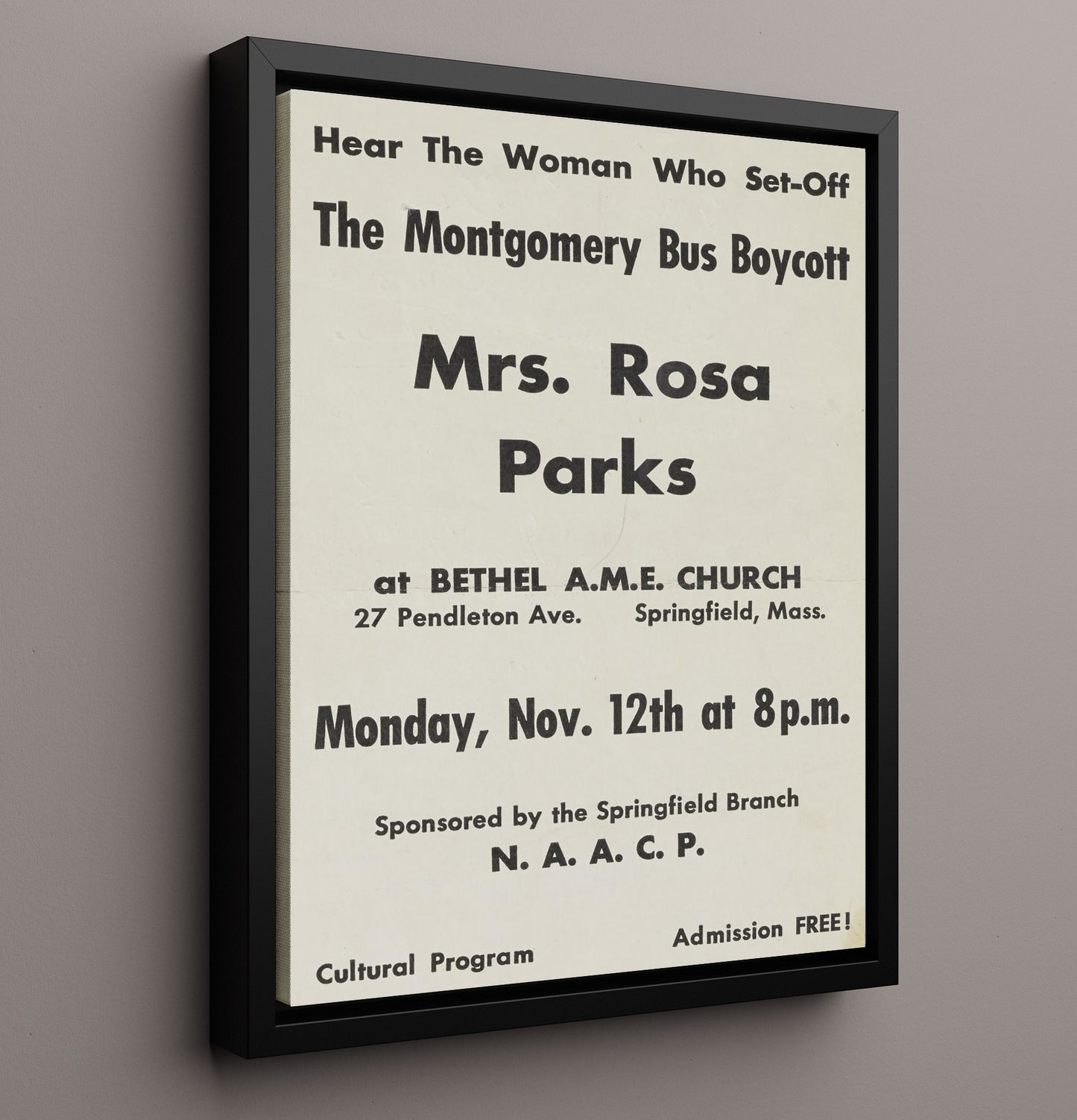 Historical - Rosa Parks - Springfield Naacp Speech Poster 1956 History Wall Art