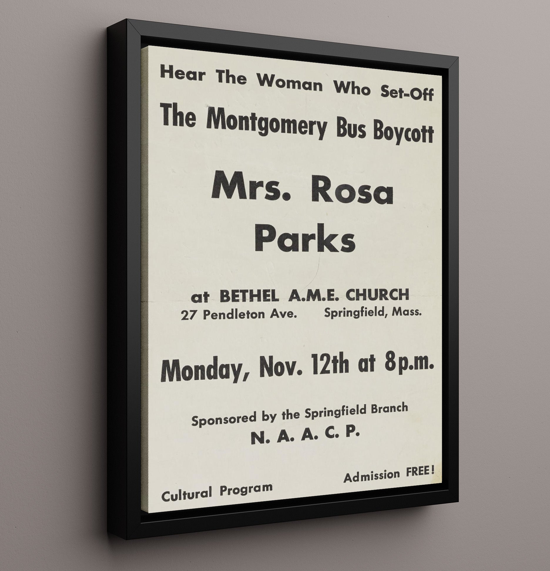 Historical - Rosa Parks - Springfield Naacp Speech Poster 1956 History Wall Art