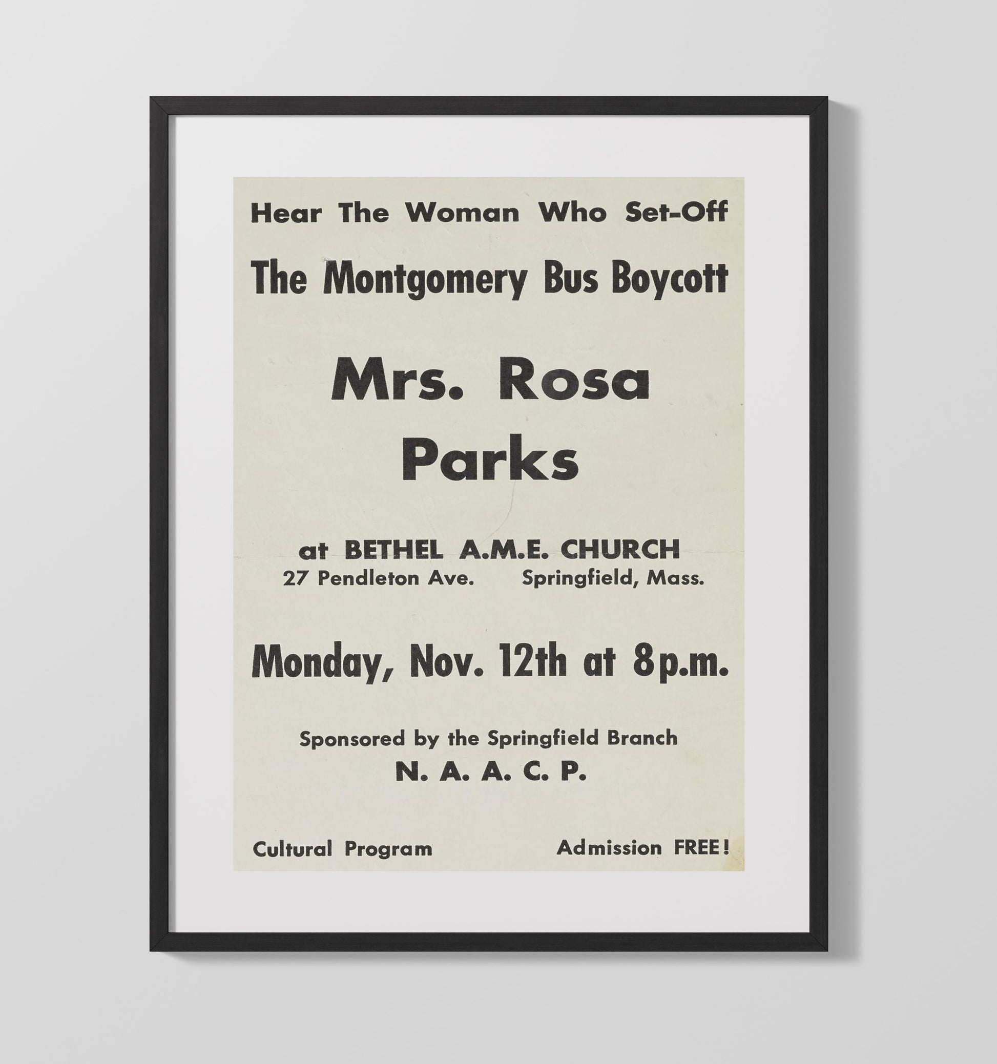 Historical - Rosa Parks - Springfield Naacp Speech Poster 1956 History Wall Art