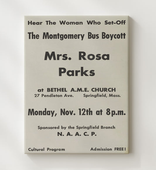 Rosa Parks - Springfield NAACP Speech Poster 1956 8x10 Canvas history wall art