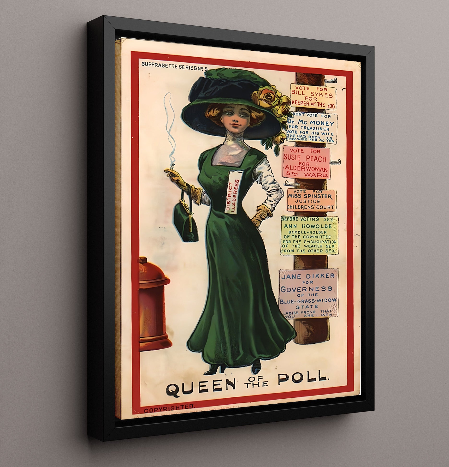 Historical - Suffrage Movement Poster - Womens Voting Satire Queen Of The Poll History Wall Art