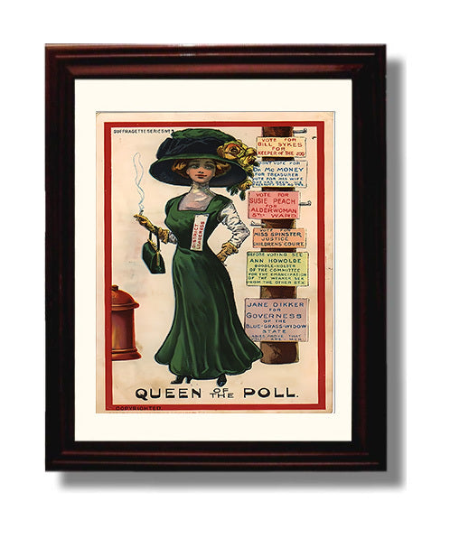 Historical - Suffrage Movement Poster - Womens Voting Satire Queen Of The Poll History Wall Art