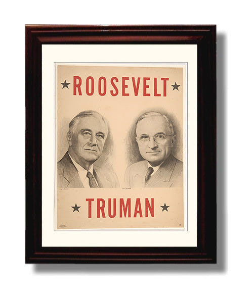 Historical - U.S. Election Poster - Franklin Roosevelt And Harry Truman Campaign Portrait History Wall Art