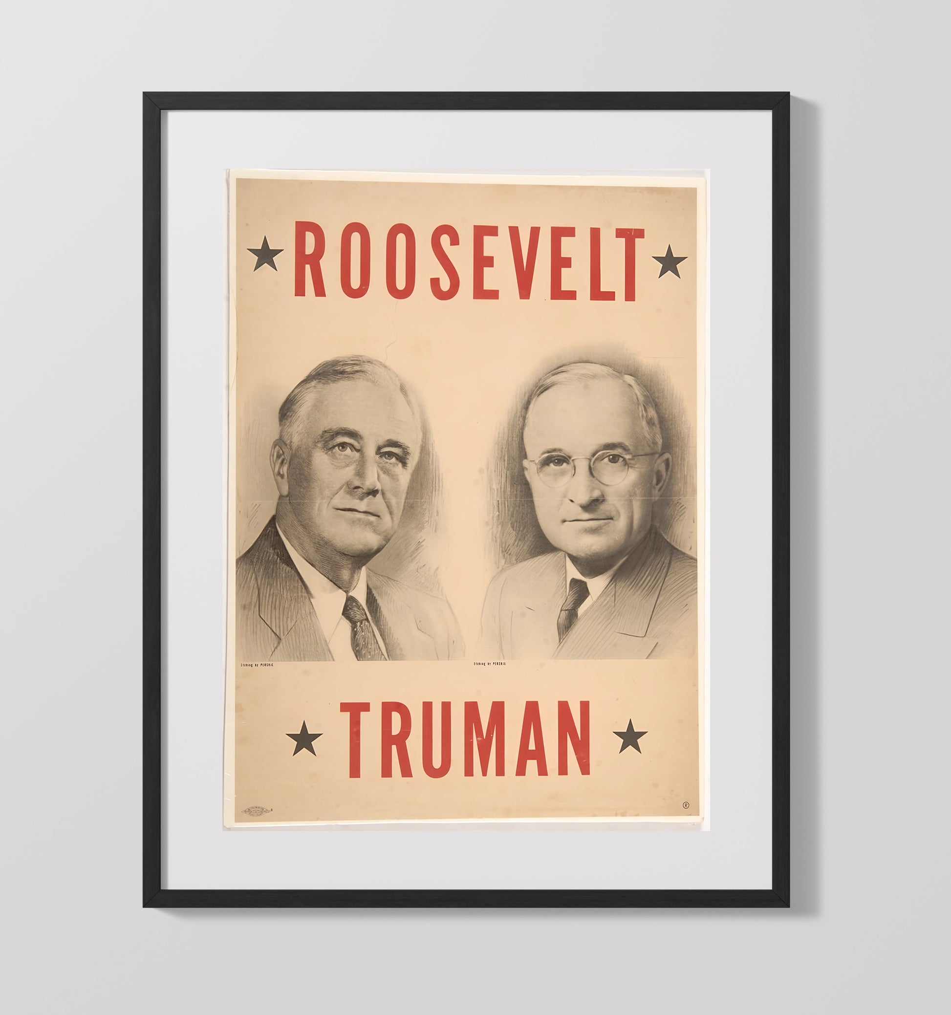 Historical - U.S. Election Poster - Franklin Roosevelt And Harry Truman Campaign Portrait History Wall Art