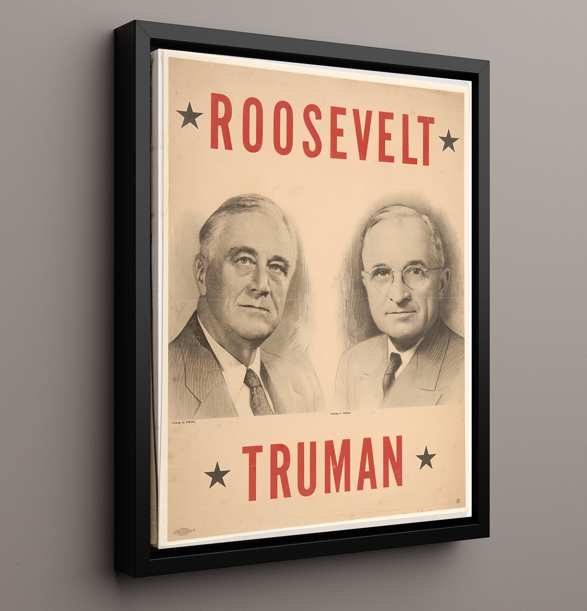 Historical - U.S. Election Poster - Franklin Roosevelt And Harry Truman Campaign Portrait History Wall Art