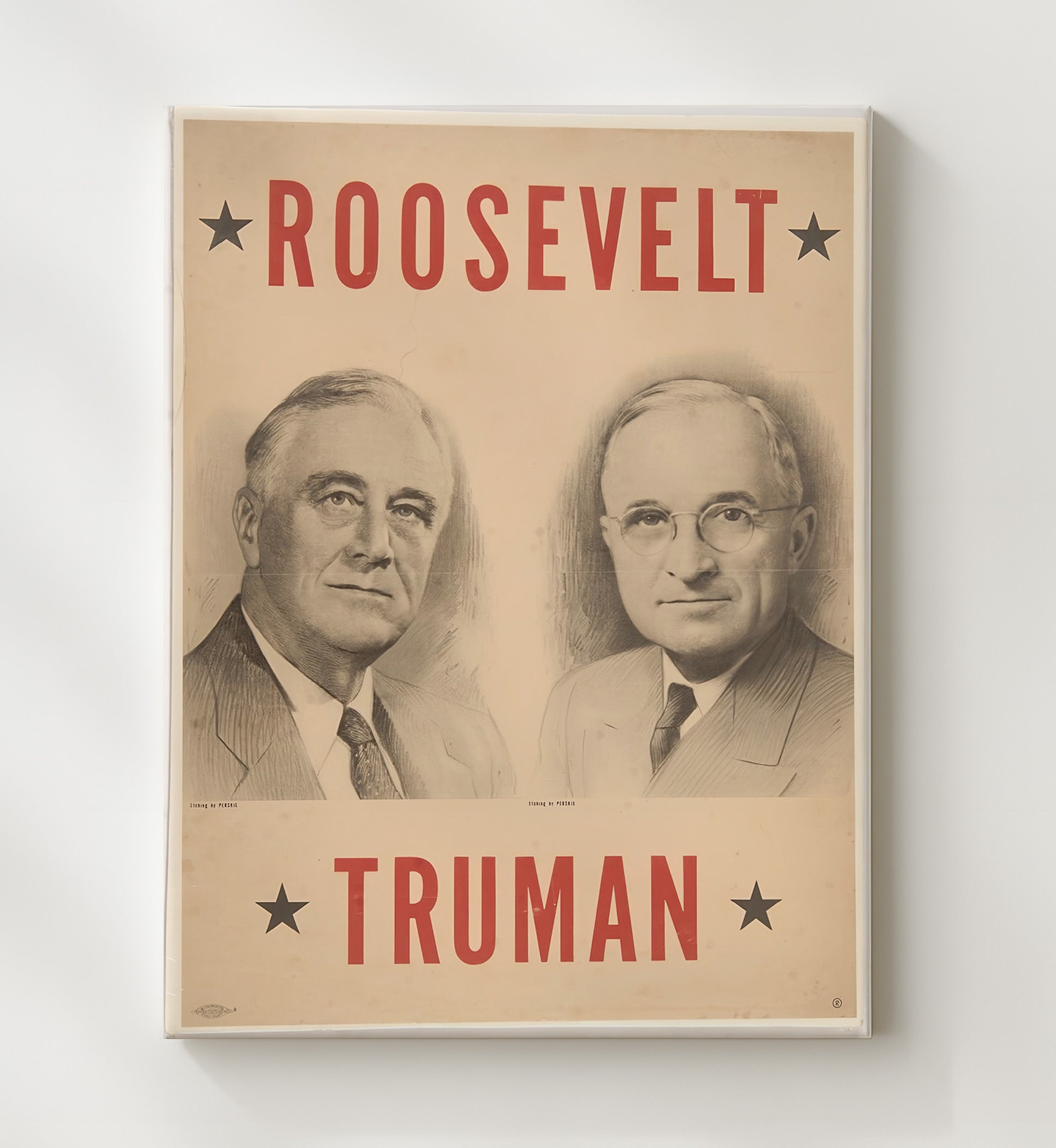Historical - U.S. Election Poster - Franklin Roosevelt And Harry Truman Campaign Portrait History Wall Art