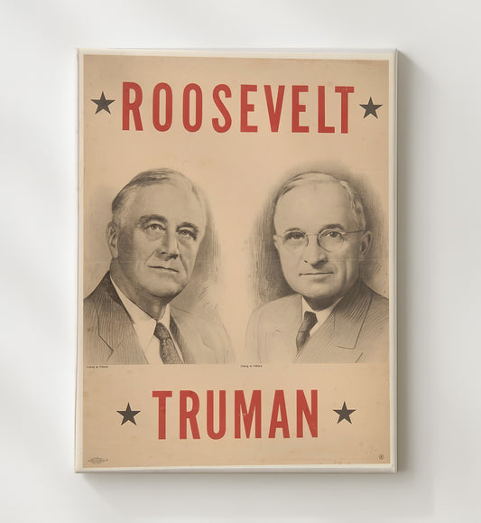 U.S. Election Poster - Franklin Roosevelt and Harry Truman Campaign 8x10 Canvas history wall art