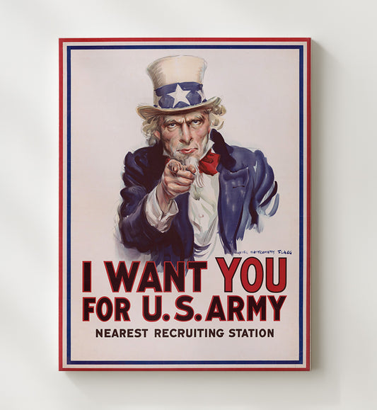 Uncle Sam - I Want You U.S. Army Recruitment Poster 1917 8x10 Canvas history wall art