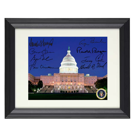 United States Capitol - Evening Illumination 8x10 Beveled Frame history wall art