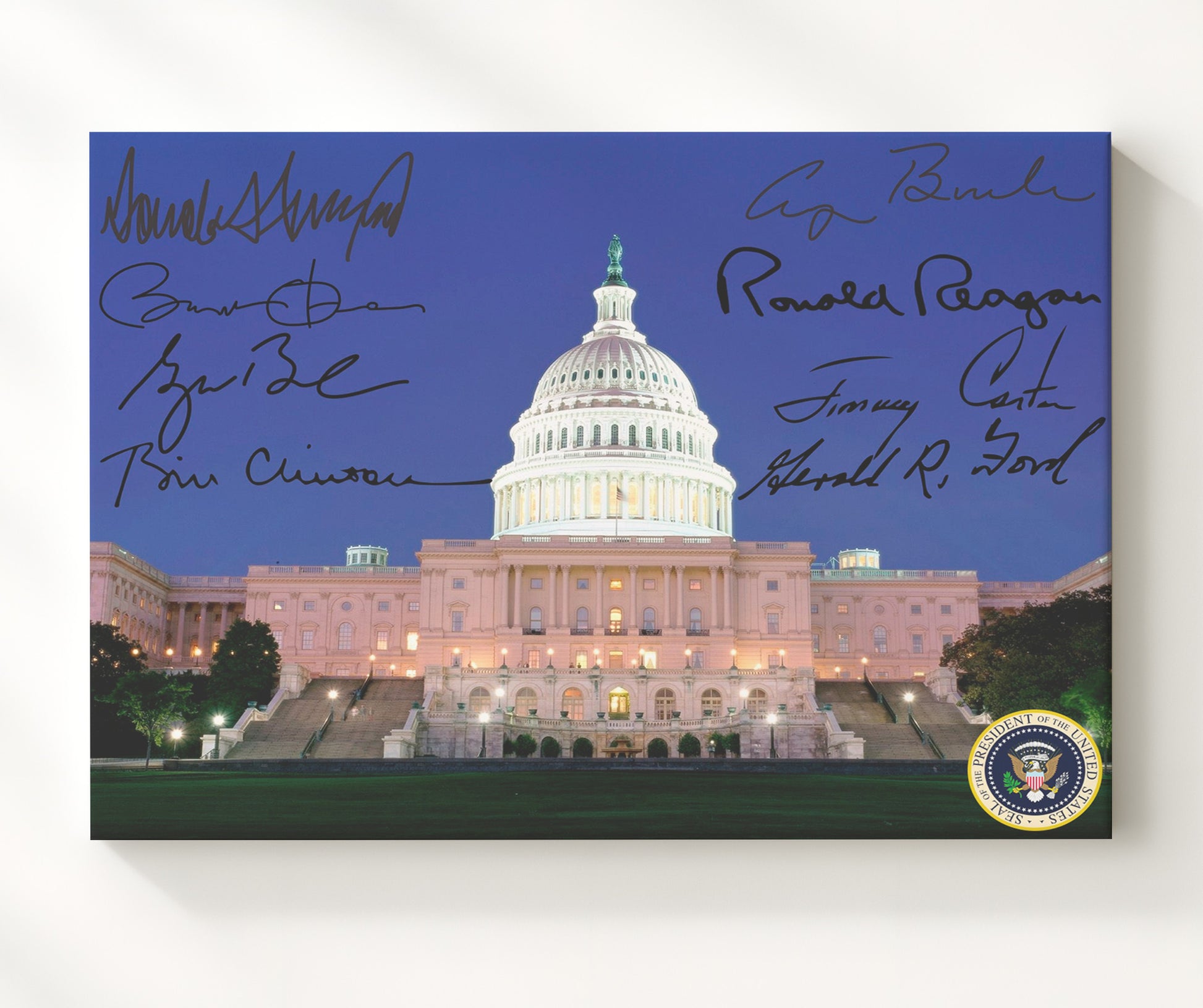 Historical - United States Capitol - Evening Illumination - Landscape History Wall Art