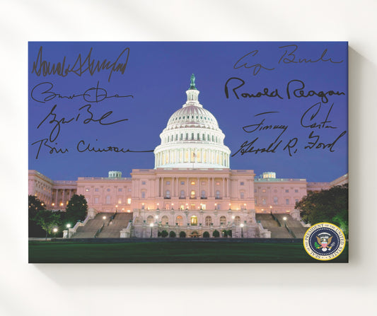 United States Capitol - Evening Illumination 8x10 Canvas history wall art