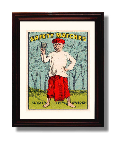 Historical - Vintage Product Poster - Safety Matches Sweden Folk Illustration History Wall Art