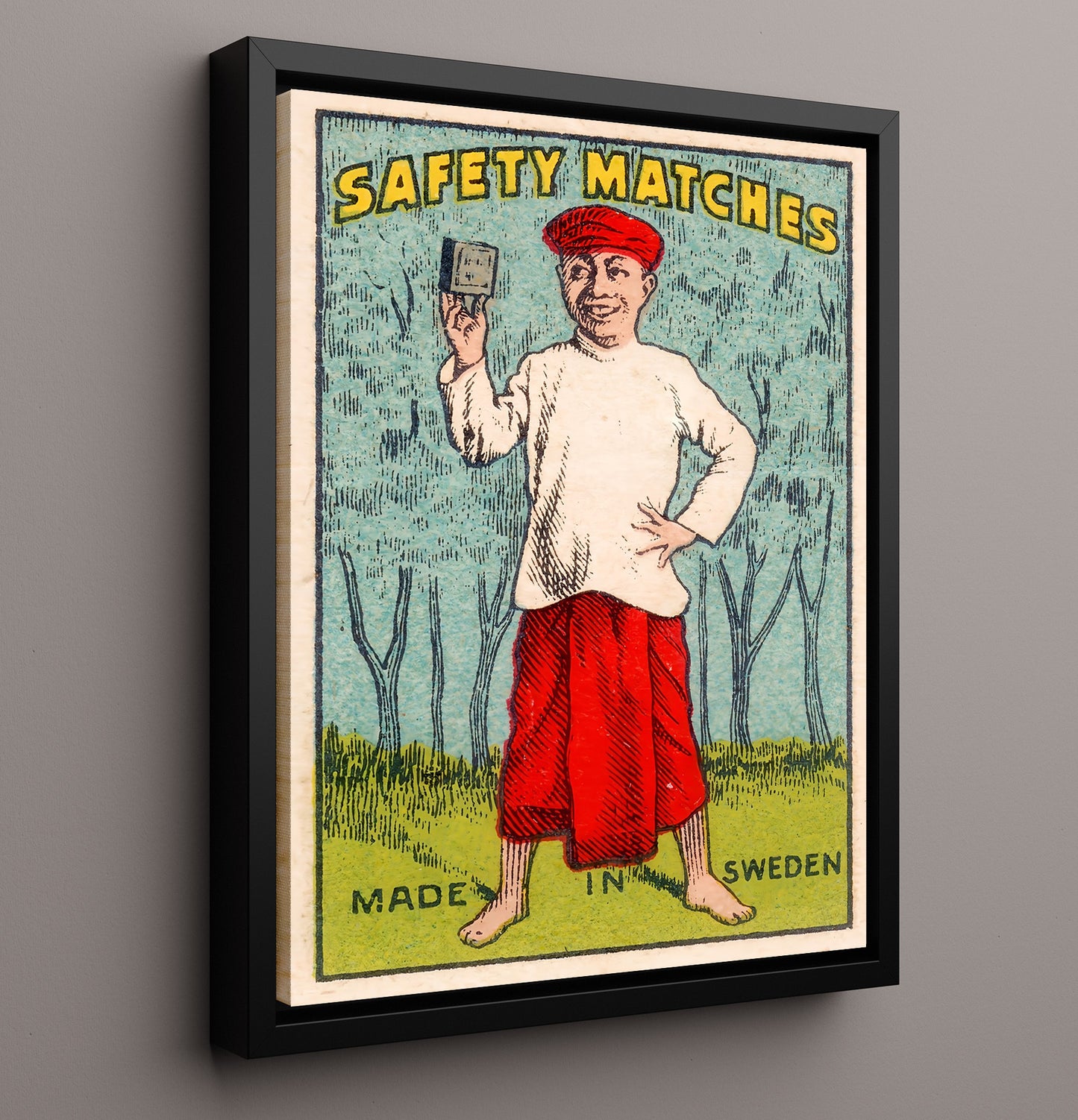 Historical - Vintage Product Poster - Safety Matches Sweden Folk Illustration History Wall Art