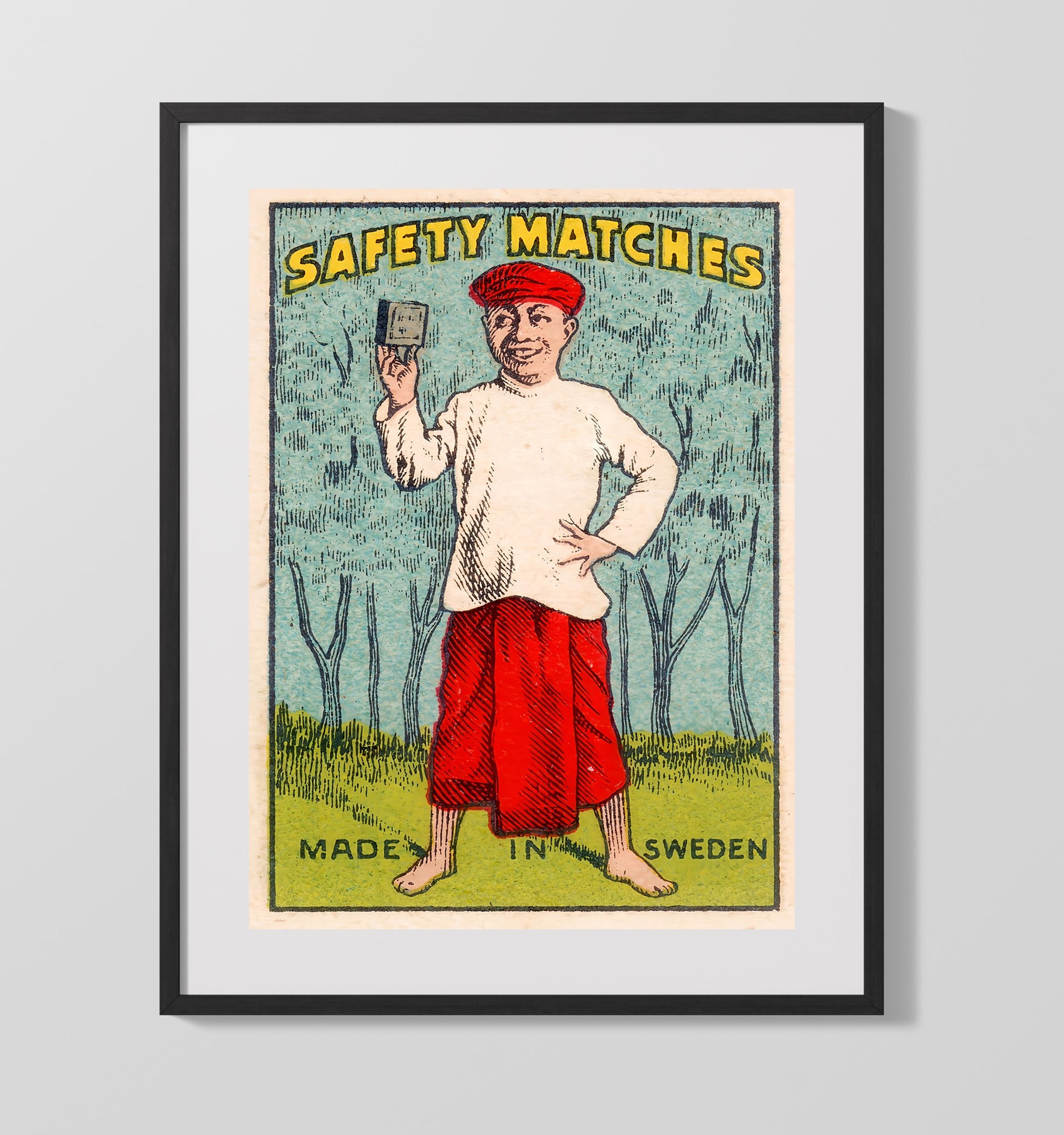 Historical - Vintage Product Poster - Safety Matches Sweden Folk Illustration History Wall Art