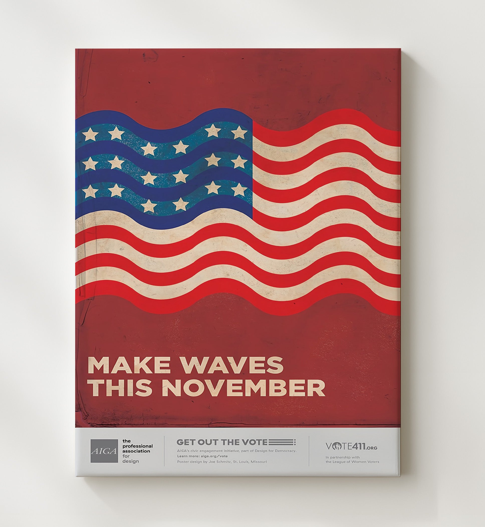 Historical - Voter Mobilization Poster - American Flag Make Waves This November History Wall Art