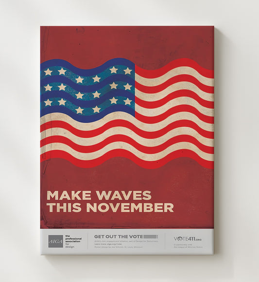 Voter Mobilization Poster - American Flag Make Waves This November 8x10 Canvas history wall art