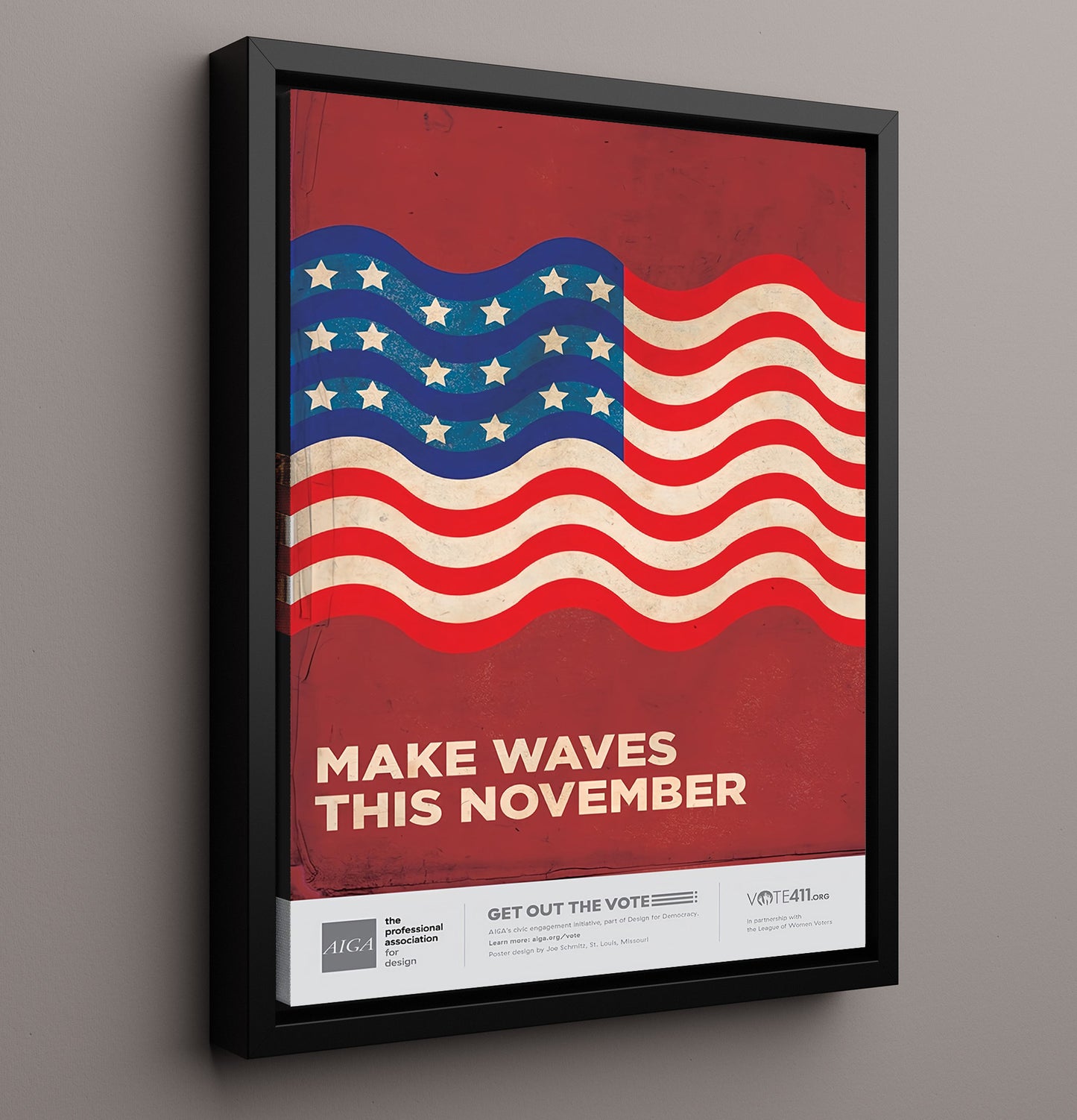 Historical - Voter Mobilization Poster - American Flag Make Waves This November History Wall Art