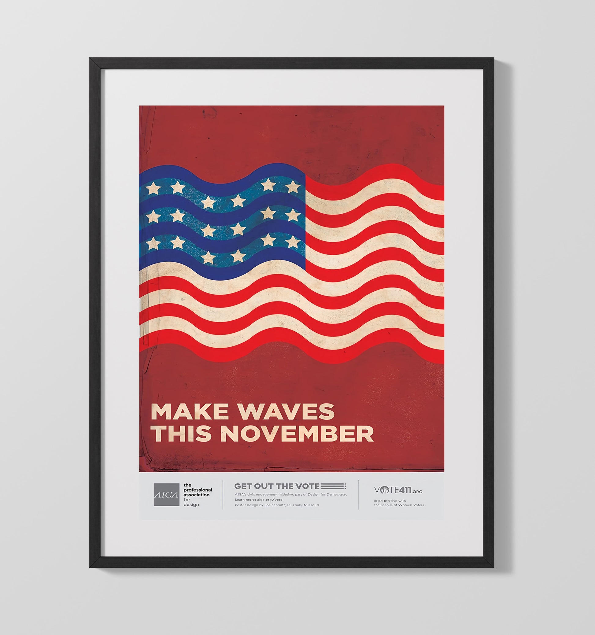 Historical - Voter Mobilization Poster - American Flag Make Waves This November History Wall Art