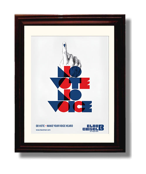 Historical - Voter Participation Poster - Finger Ink Ballot Graphic No Vote No Voice History Wall Art