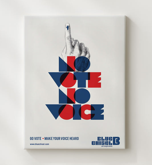 Voter Participation Poster - Finger Ink Ballot Graphic No Vote No Voice 8x10 Canvas history wall art