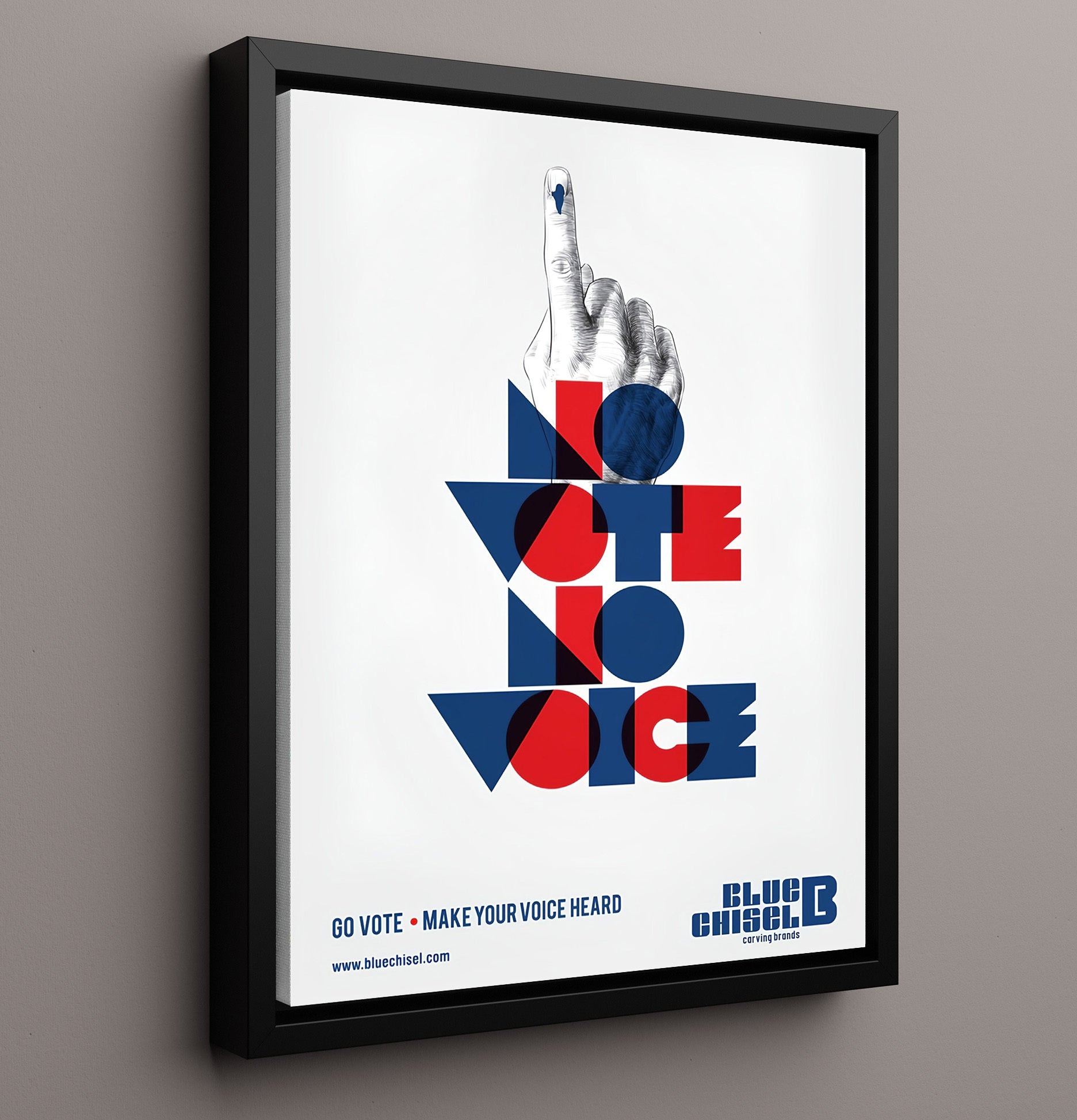 Historical - Voter Participation Poster - Finger Ink Ballot Graphic No Vote No Voice History Wall Art