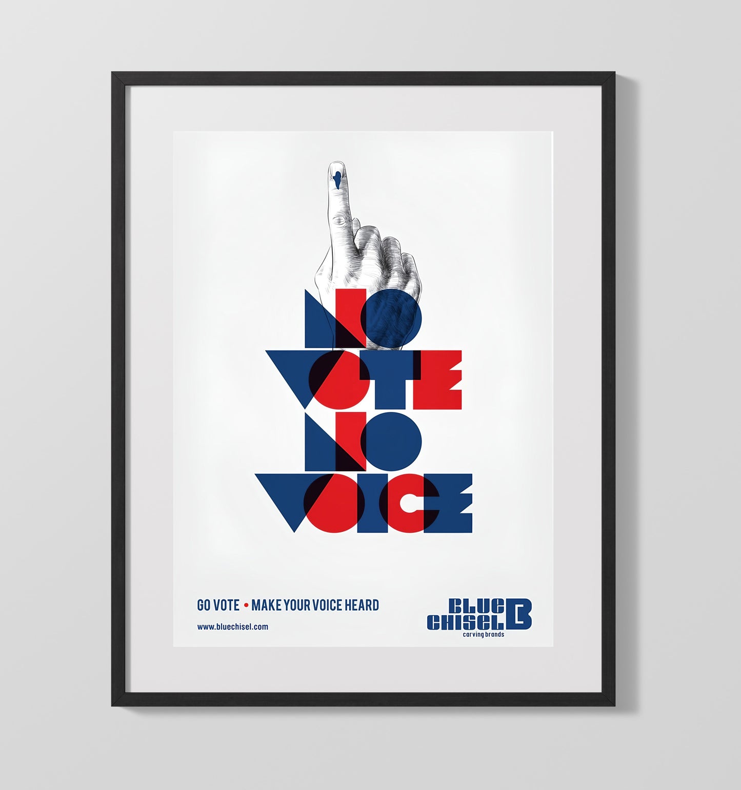 Historical - Voter Participation Poster - Finger Ink Ballot Graphic No Vote No Voice History Wall Art