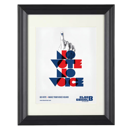 Voter Participation Poster - Finger Ink Ballot Graphic No Vote No Voice 8x10 Beveled Frame history wall art