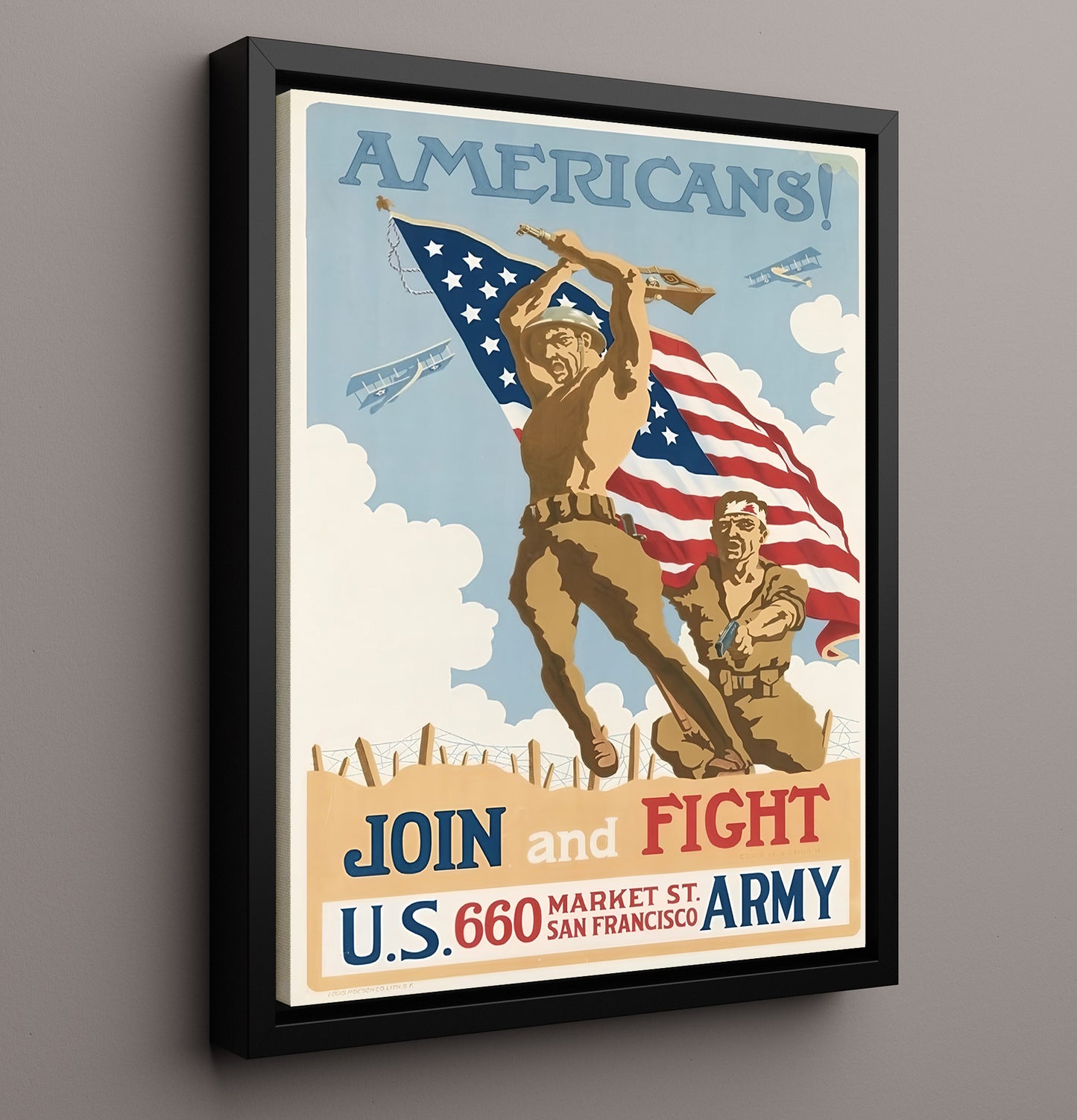 Historical - War Poster - Americans Join And Fight Us Army Recruitment History Wall Art